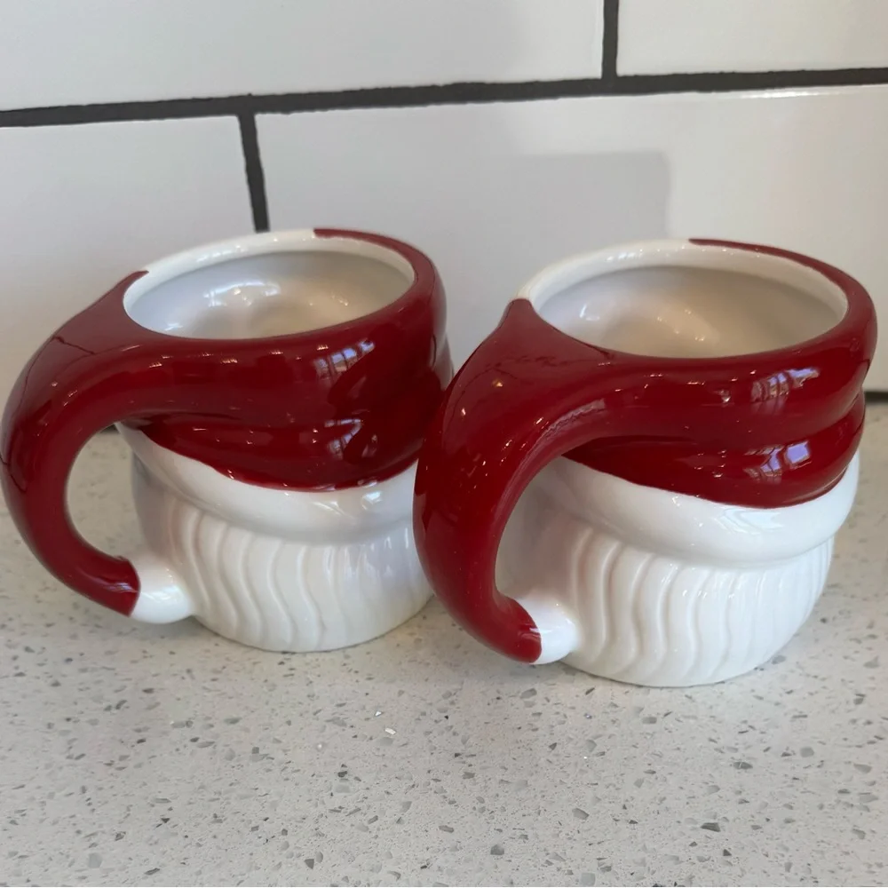 🎄 NWT Pottery Barn Santa Claus Figural Mugs – Set of 2 | 16 oz